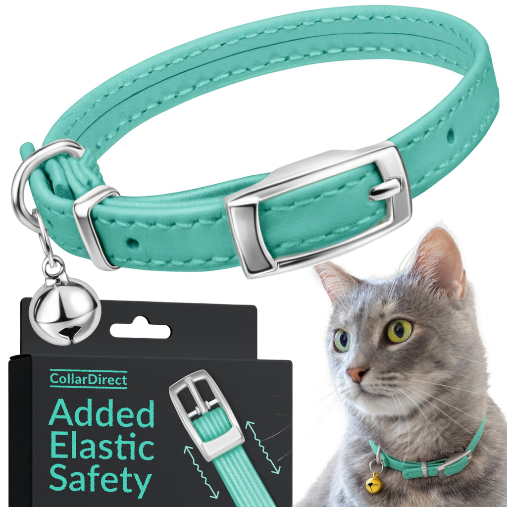 Soft Leather Cat Collar with Safety Elastic Strap N61448