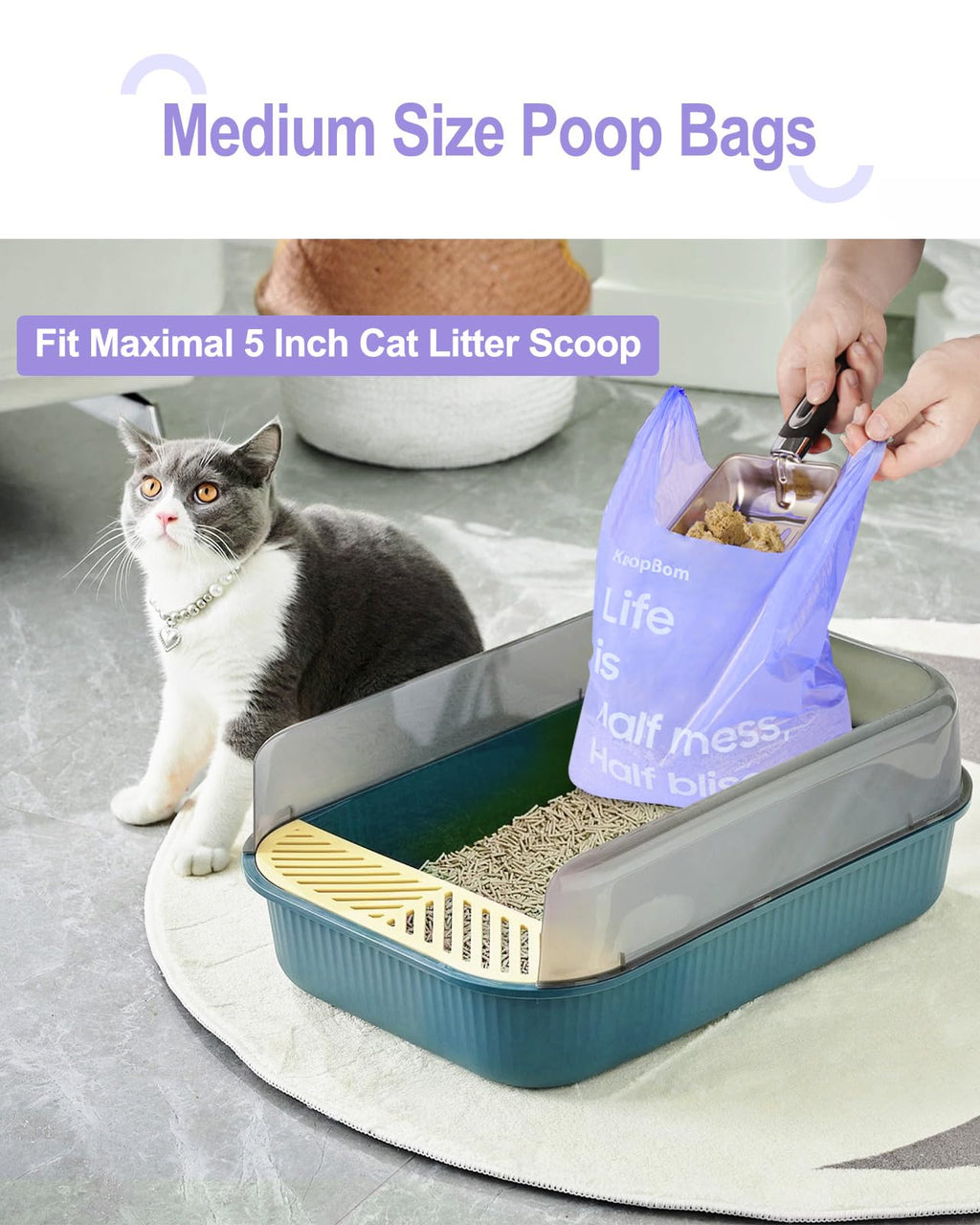 125 Count Lavender Scented Cat Litter Bags with Handles Y9525