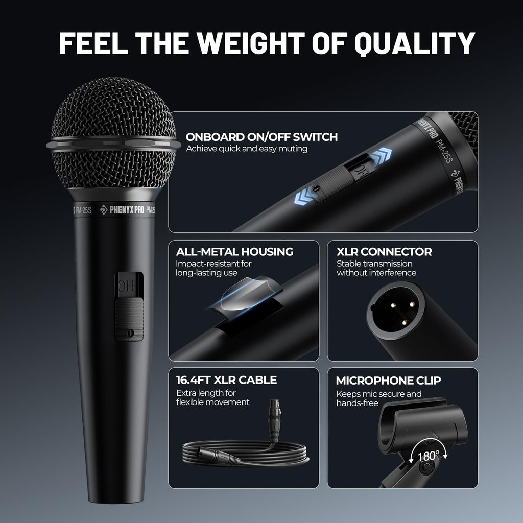 Cardioid Dynamic Wired XLR Microphone with On/Off Switch Q878