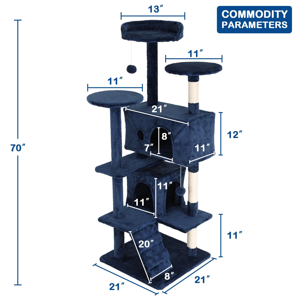 Tall Indoor Cat Condo Tower with Scratching Post W390