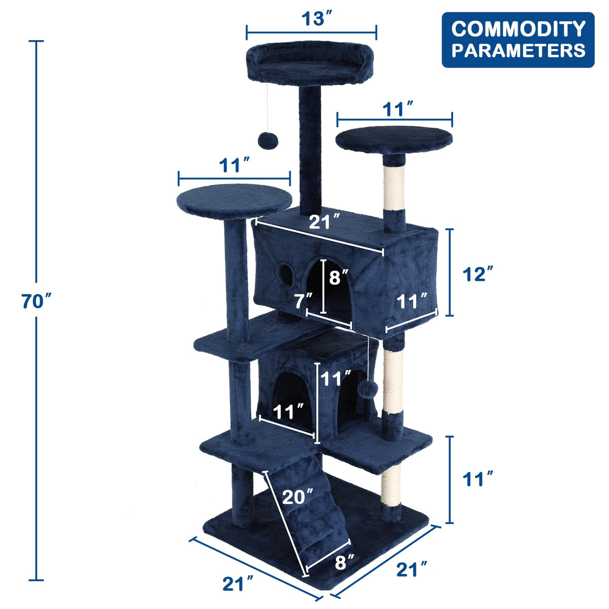 Tall Indoor Cat Condo Tower with Scratching Post W390