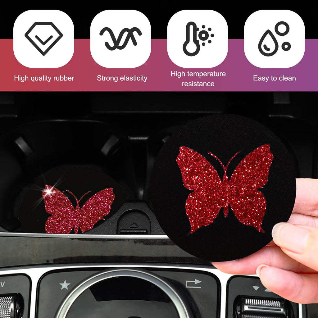 2 PCS Bling Rhinestone Non-Slip Car Coaster L56289