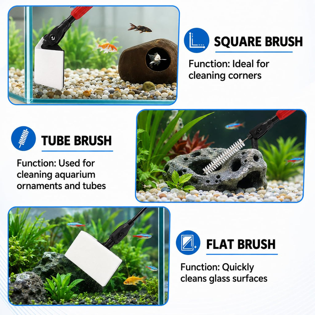 7 in 1 Aquarium Cleaning Kit with Adjustable Long Handle V393602
