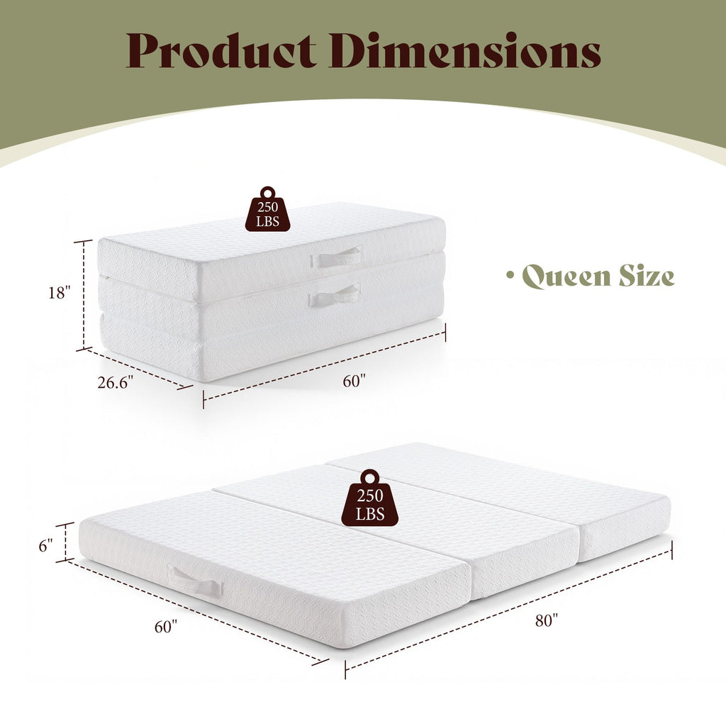 Queen Tri-Fold Memory Foam Mattress X403
