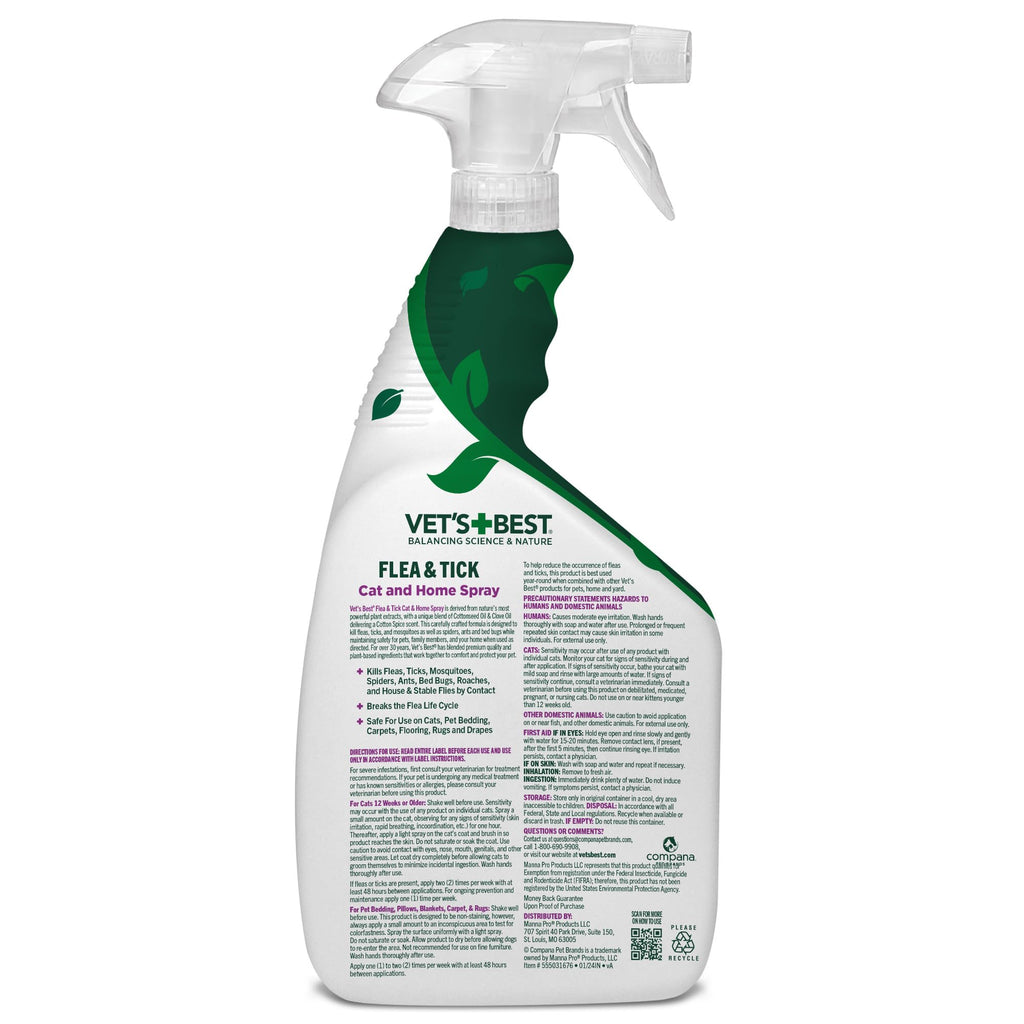 Flea & Tick Indoor Home Spray for Cats 32 oz L95760