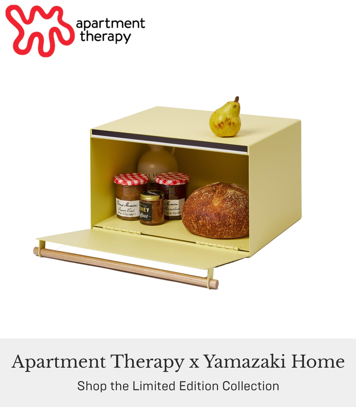 Large Yellow Steel Wood Bread Box G9534