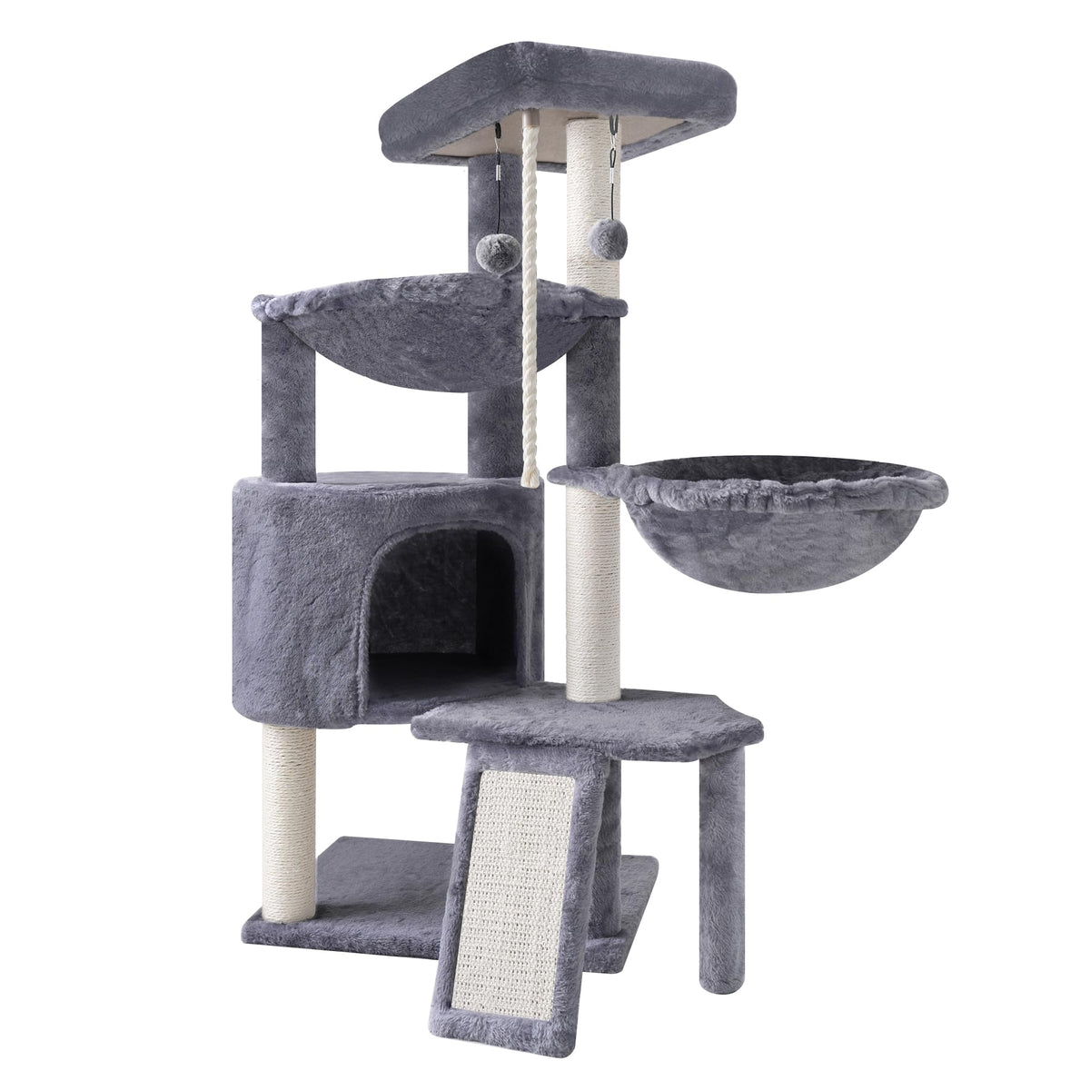 Grey Three Layer Cat Tree with Condo and Hammocks R329