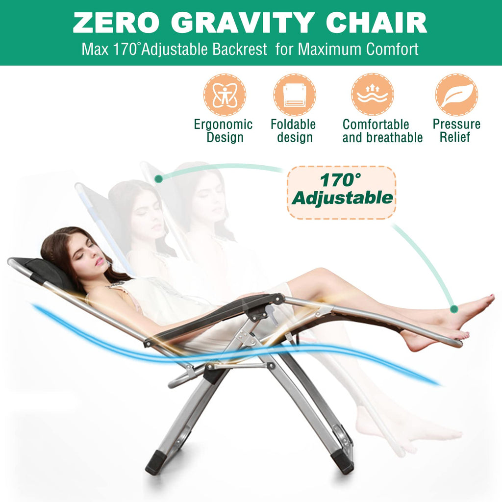 Zero Gravity Folding Lounge Chair with Cushion and Cup Holder C885939