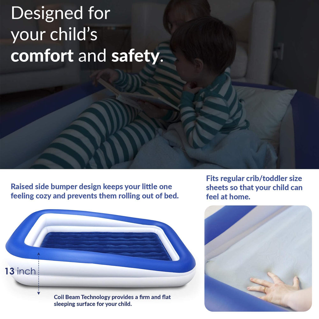 Kids Inflatable Travel Bed with High Speed Pump, Blue K1540