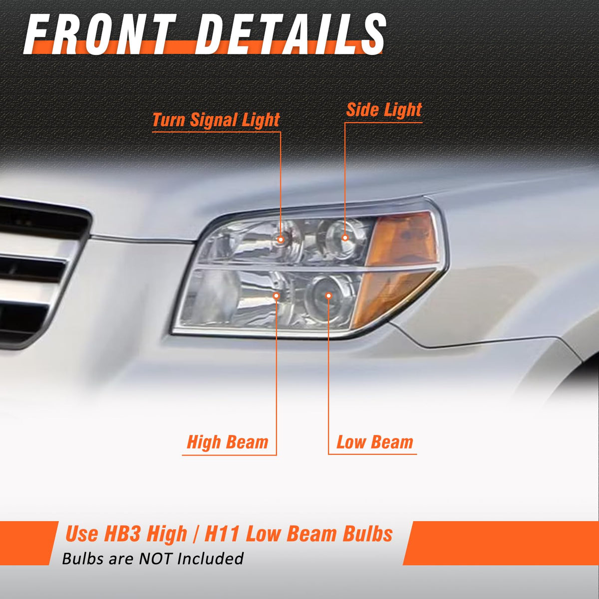 2006-2008 Honda Pilot Headlights Assembly Chrome Pair G633544
