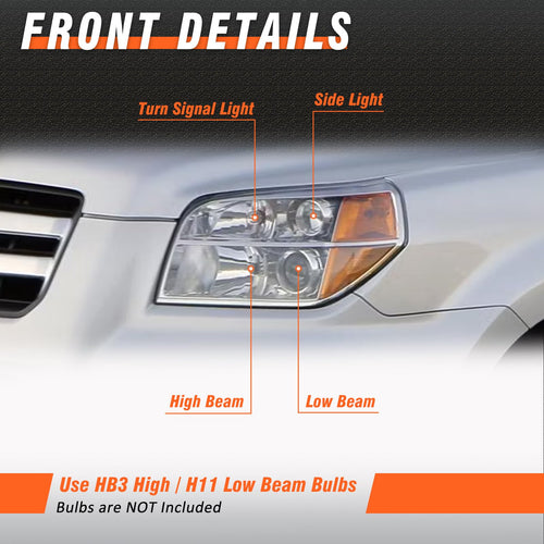 2006-2008 Honda Pilot Headlights Assembly Chrome Pair G633544