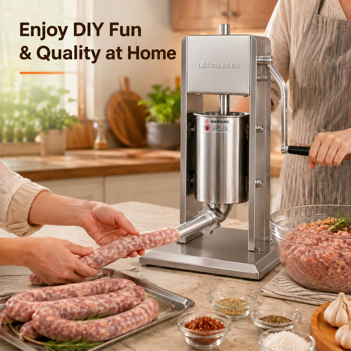 Stainless Steel 7Lbs/3L Vertical Sausage Stuffer Y368656