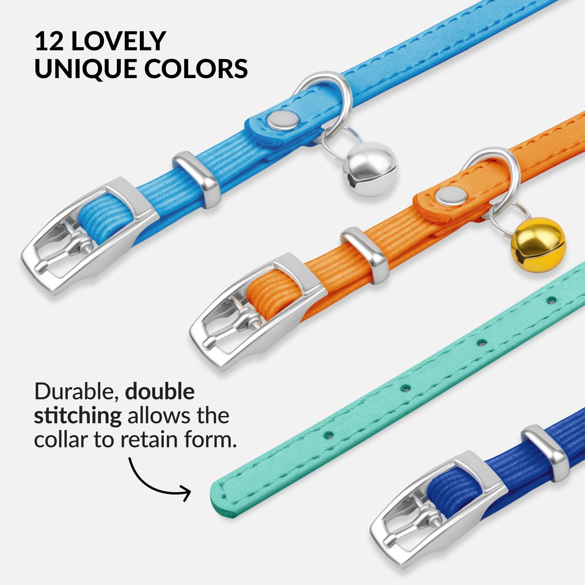 Soft Leather Cat Collar with Safety Elastic Strap N61448