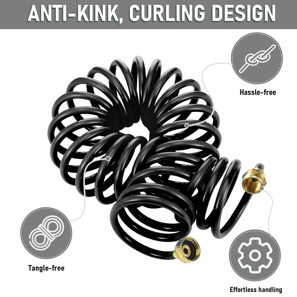 Expandable Coil Garden Hose 100 ft with Spray Nozzle M4457