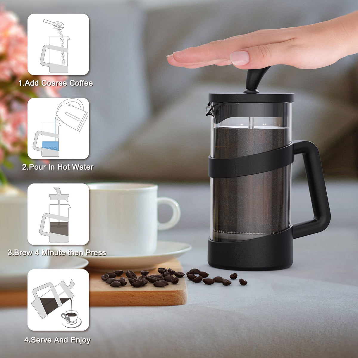 34 oz Glass French Press Coffee Maker M868602