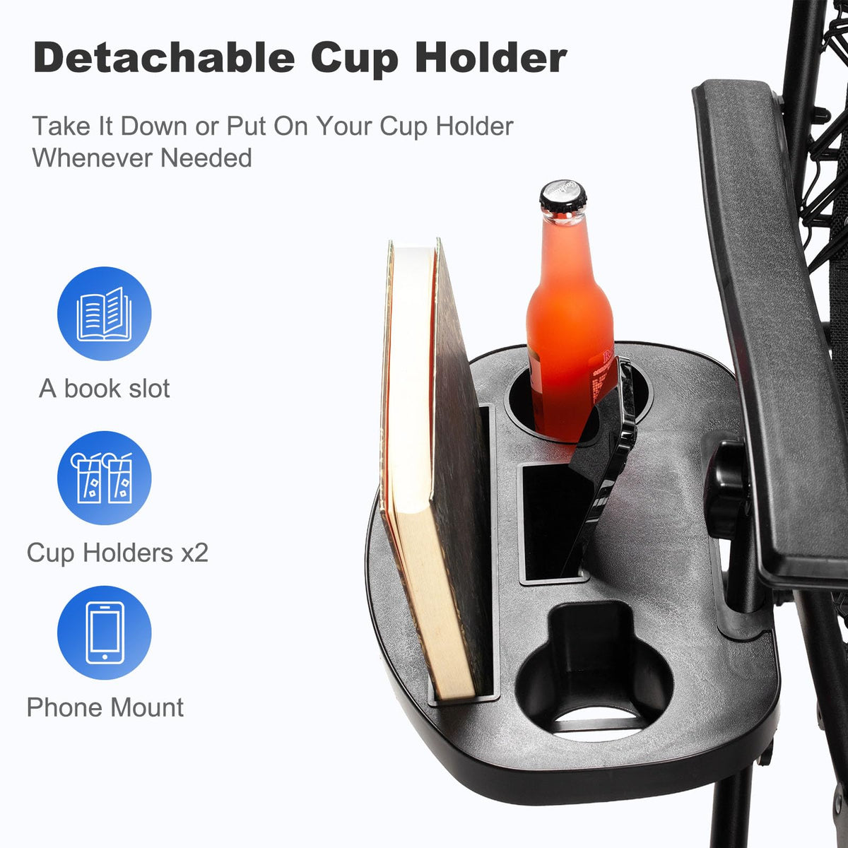 Set of 2 Adjustable Steel Mesh Zero Gravity Lounge Chairs with Pillow and Cup Holder J6106