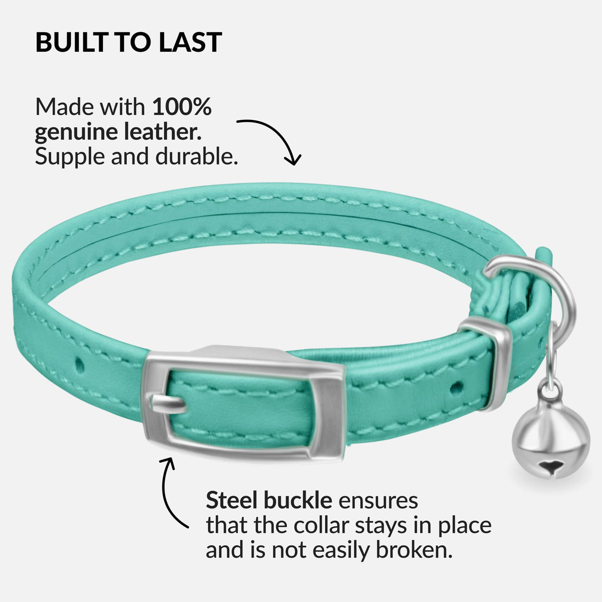 Soft Leather Cat Collar with Safety Elastic Strap N61448
