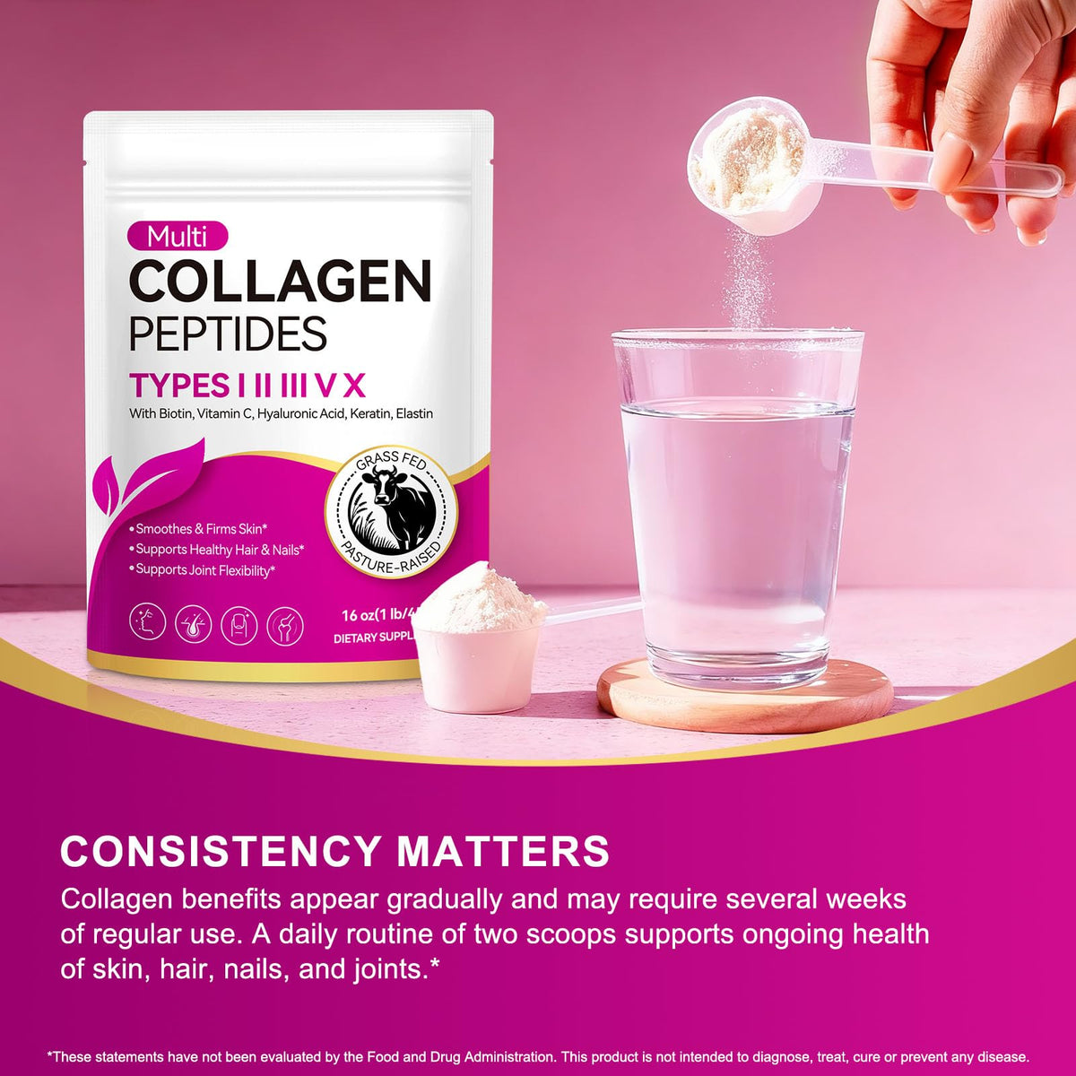Multi Collagen Peptides Powder Types I II III V X Grass Fed Hydrolyzed A7206