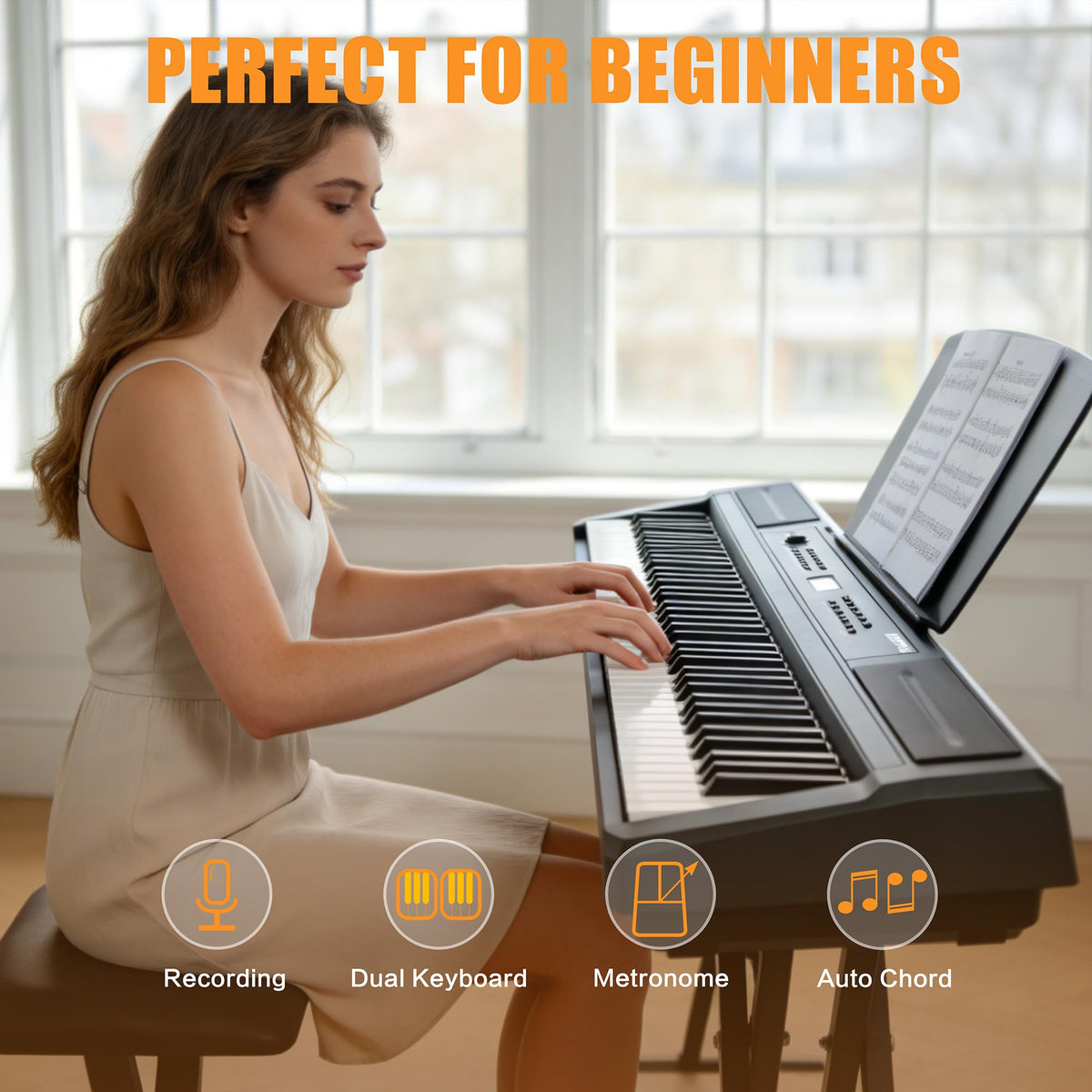 88 Key Weighted Hammer Action Digital Piano with Stand and 3 Pedal Unit F39725