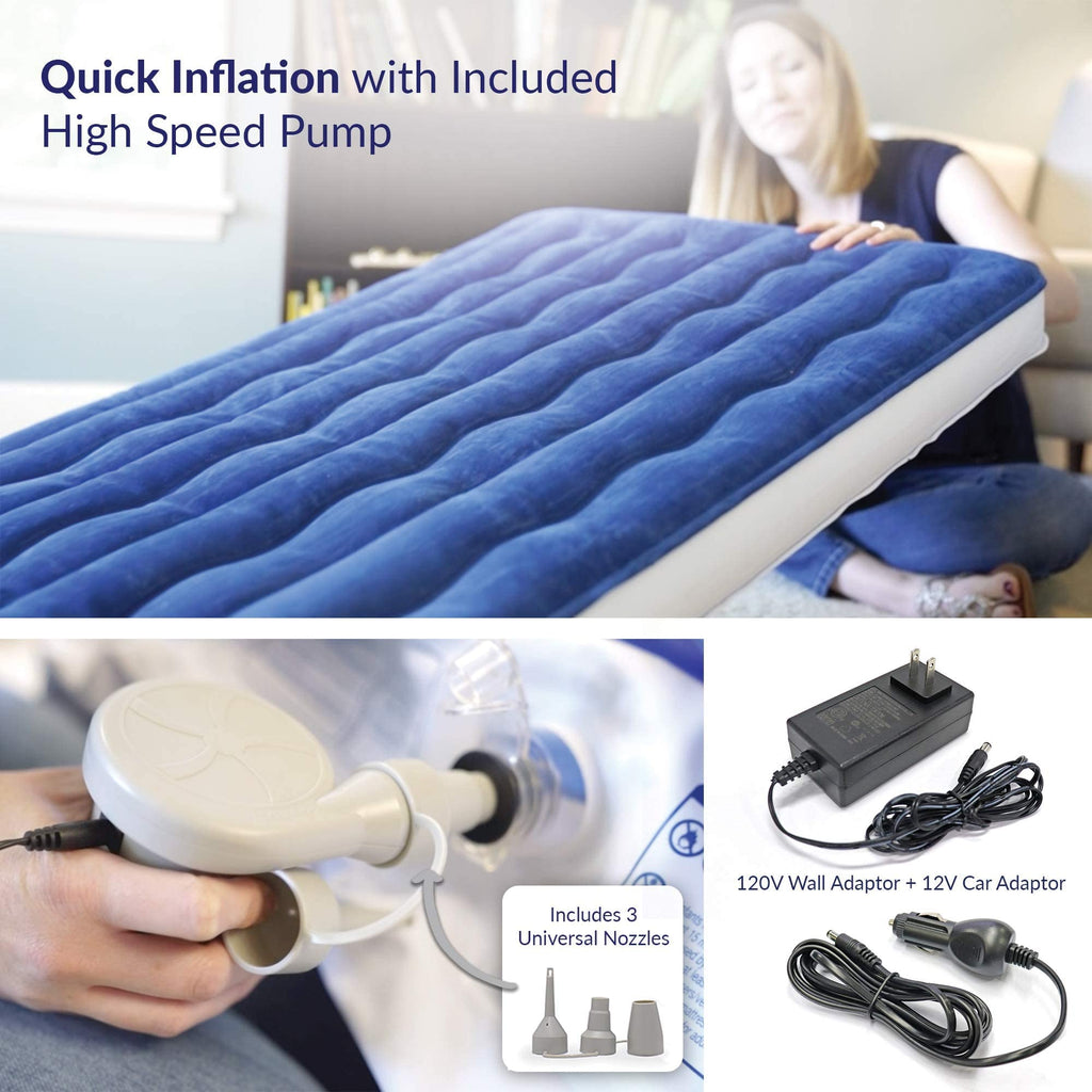 Kids Inflatable Travel Bed with High Speed Pump, Blue K1540