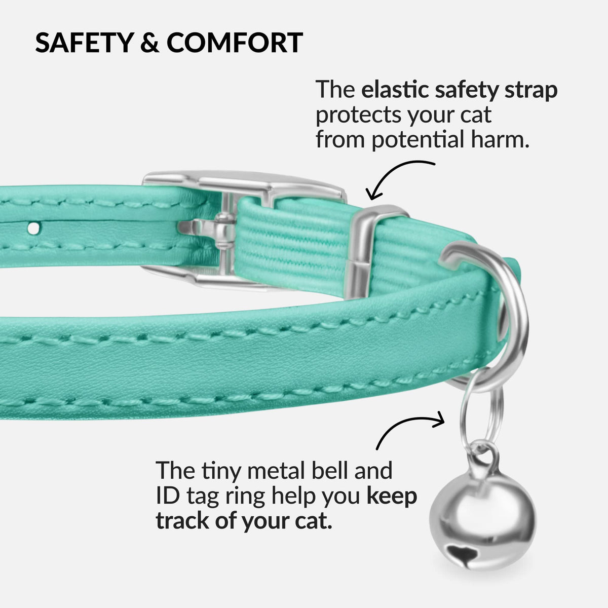 Soft Leather Cat Collar with Safety Elastic Strap N61448