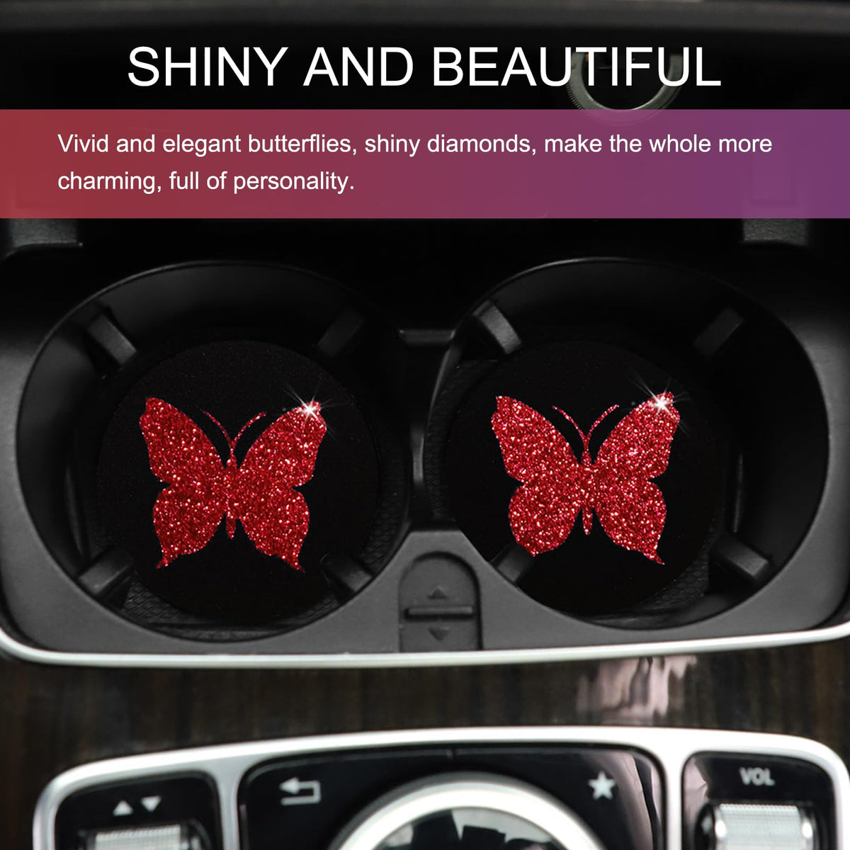 2 PCS Bling Rhinestone Non-Slip Car Coaster L56289