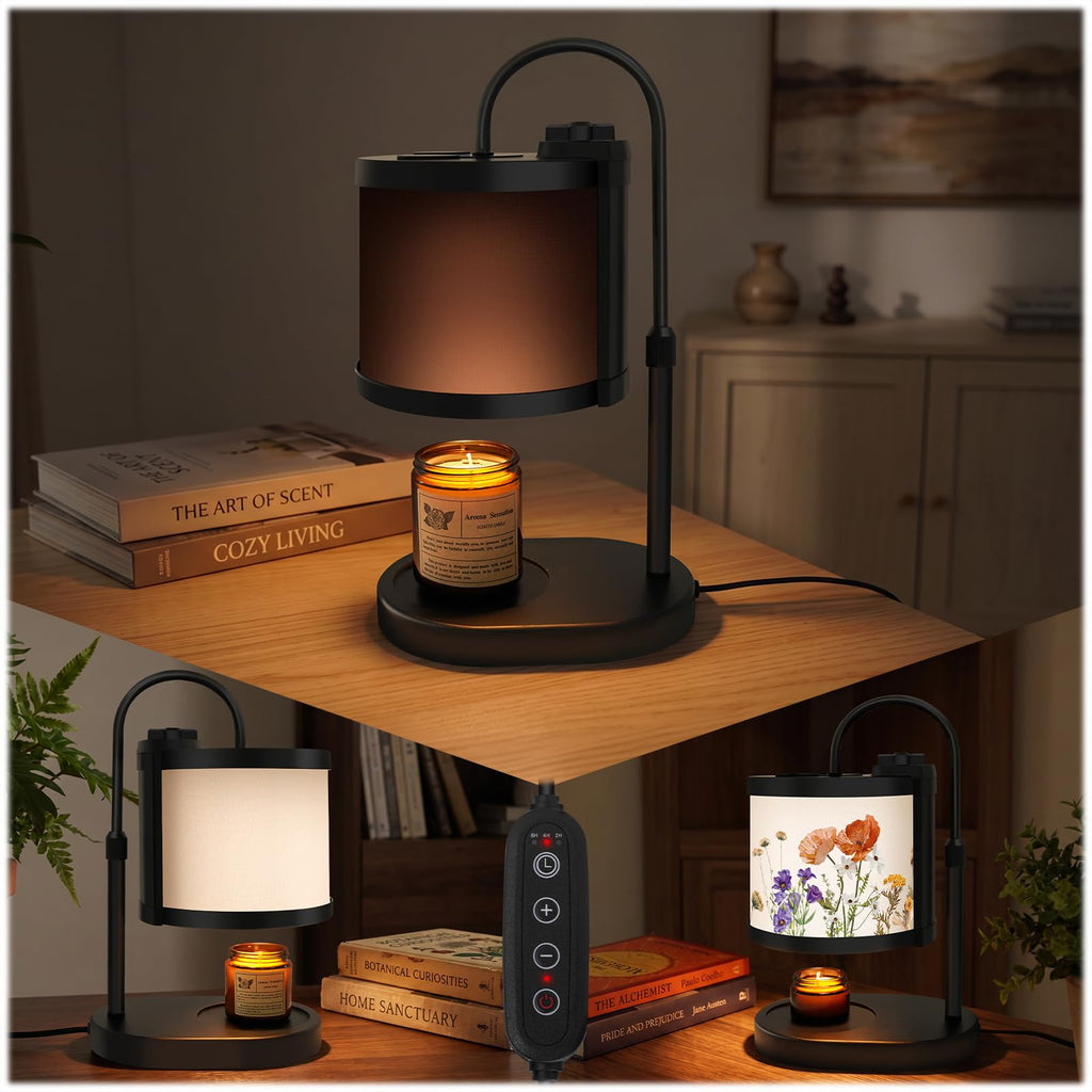 Black Candle Warmer Lamp with Timer and Dimmer W993