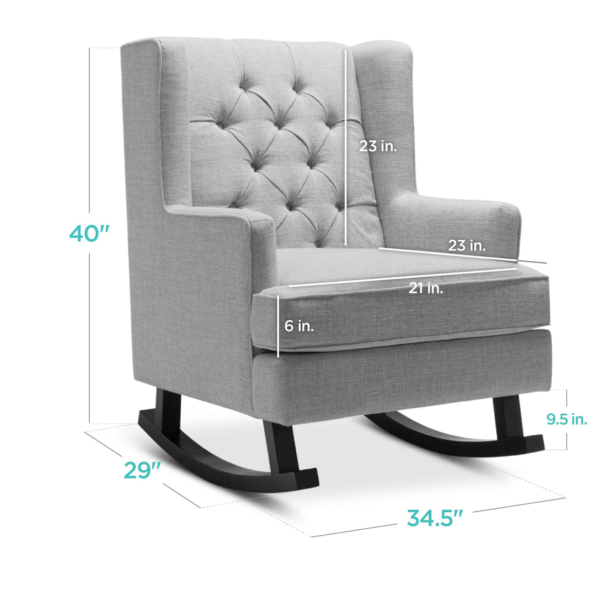Gray Velvet Tufted Upholstered Rocking Accent Chair with Wood Frame R556484