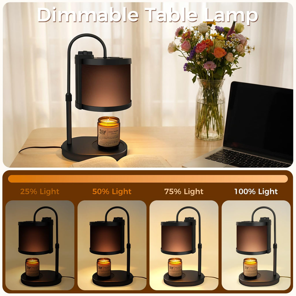 Black Candle Warmer Lamp with Timer and Dimmer W993