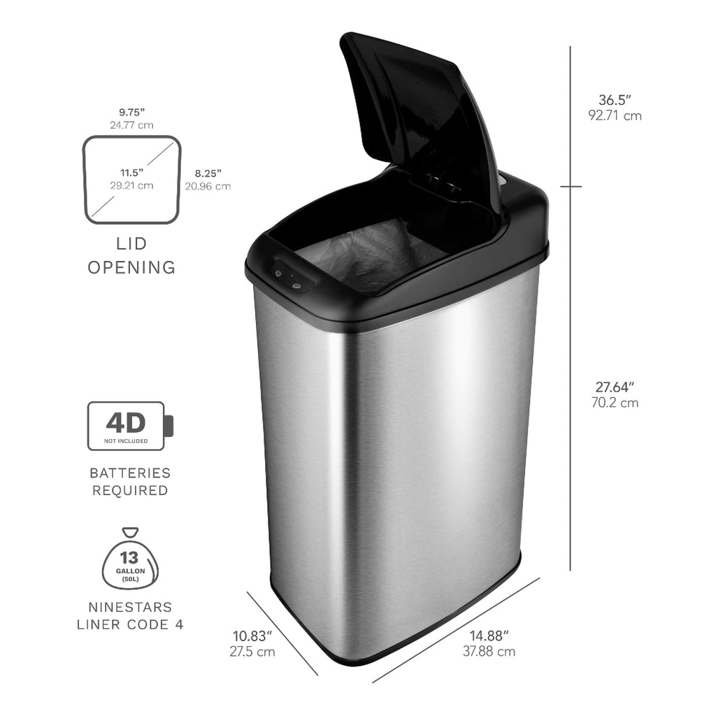 Automatic Motion Sensor Trash Can 13.2 Gal. Stainless Steel C825