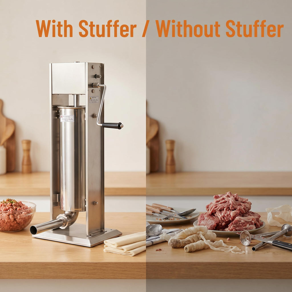Stainless Steel Dual Speed 15lb/7L Sausage Stuffer with 4 Nozzles R779