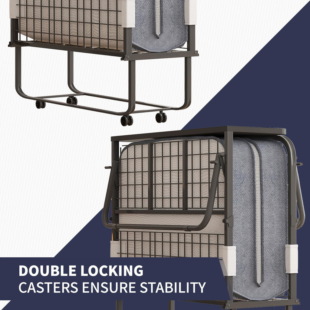 Folding Bed with 4 Lockable Wheels W9257