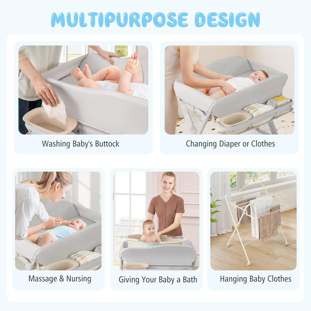 Portable Foldable Baby Changing Table with Wheels B114