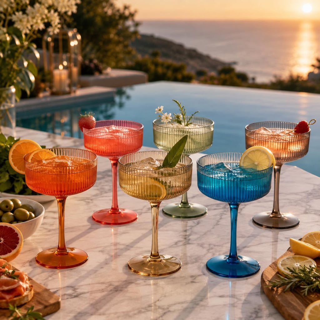 Ribbed Acrylic Martini Glasses Set of 6 H901