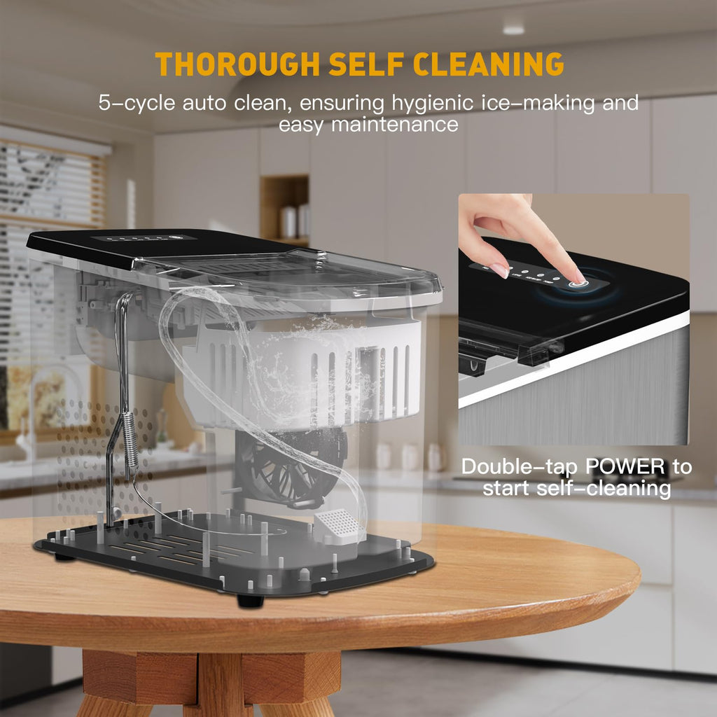 Countertop Ice Maker 38lbs Per Day 9 Ice Cubes in 3.5 Minutes Self-Cleaning Portable Ice Machine 2 Bullet Sizes P928243