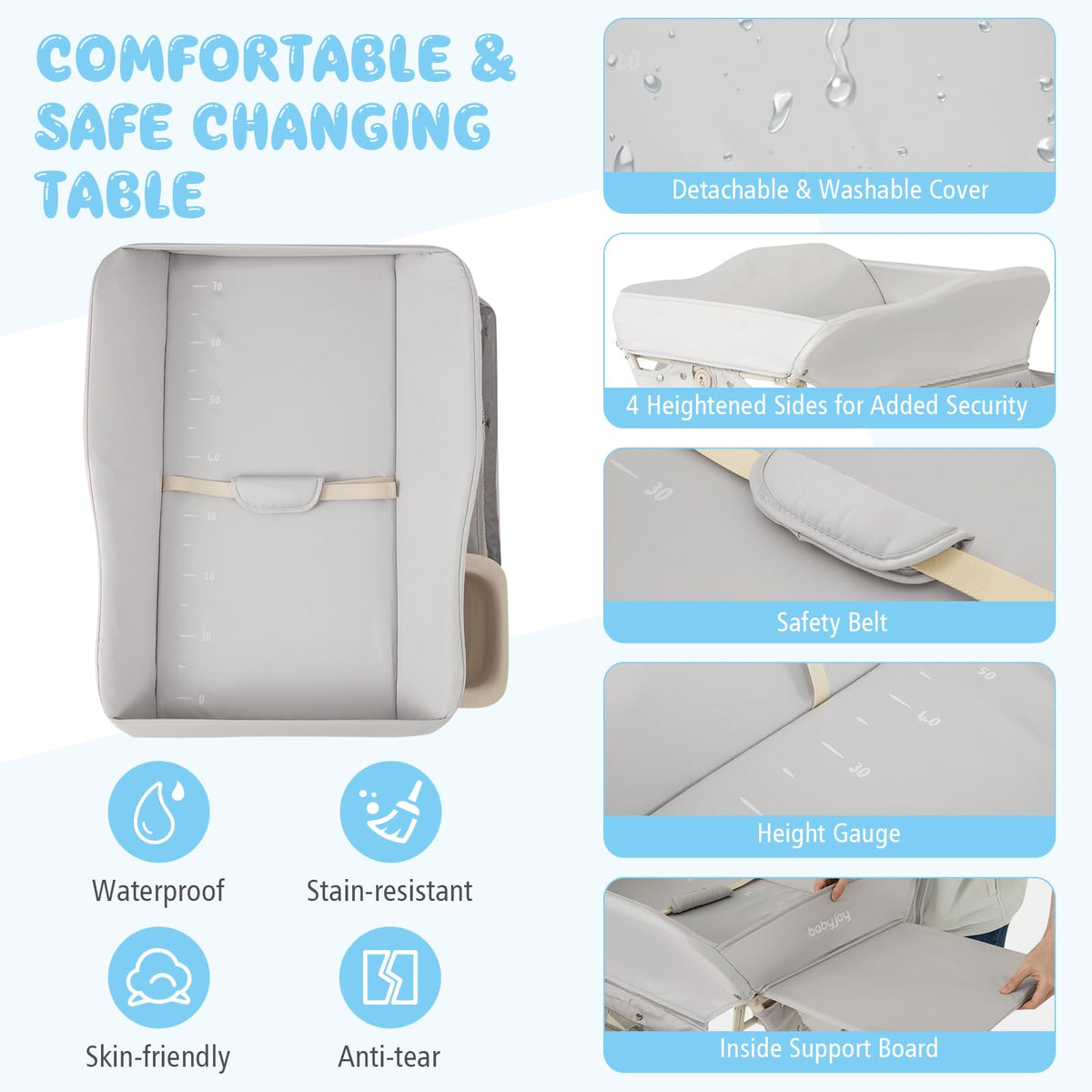 Portable Foldable Baby Changing Table with Wheels B114
