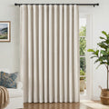 Linen Textured 100% Blackout Sliding Door Curtains 102x84 Beige G7437