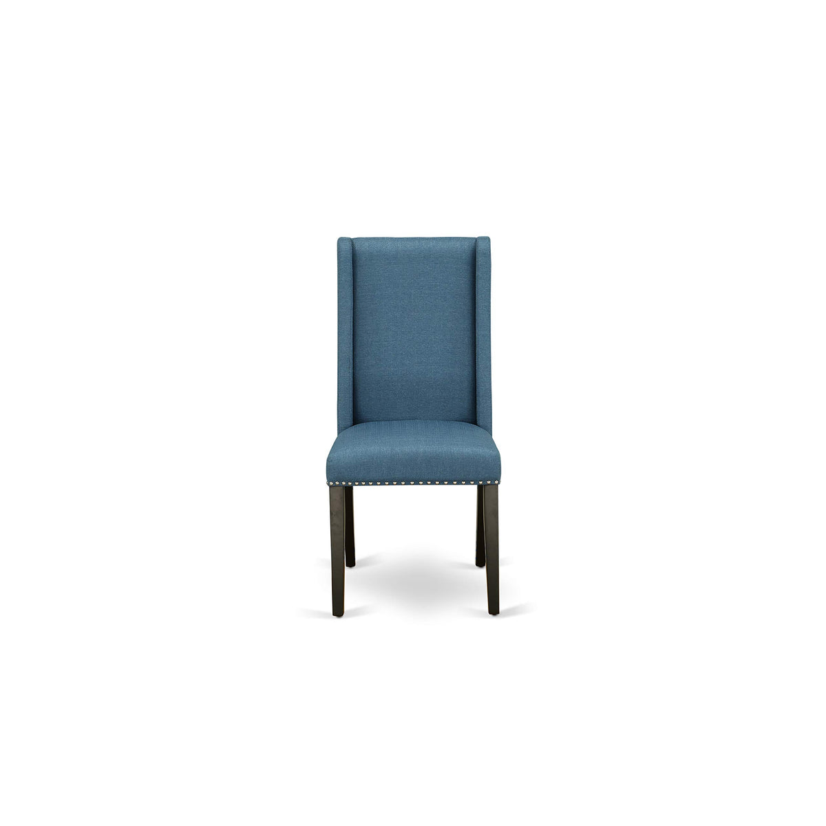 3 Piece Dining Table Set with 2 Blue Linen Fabric Chairs L573443