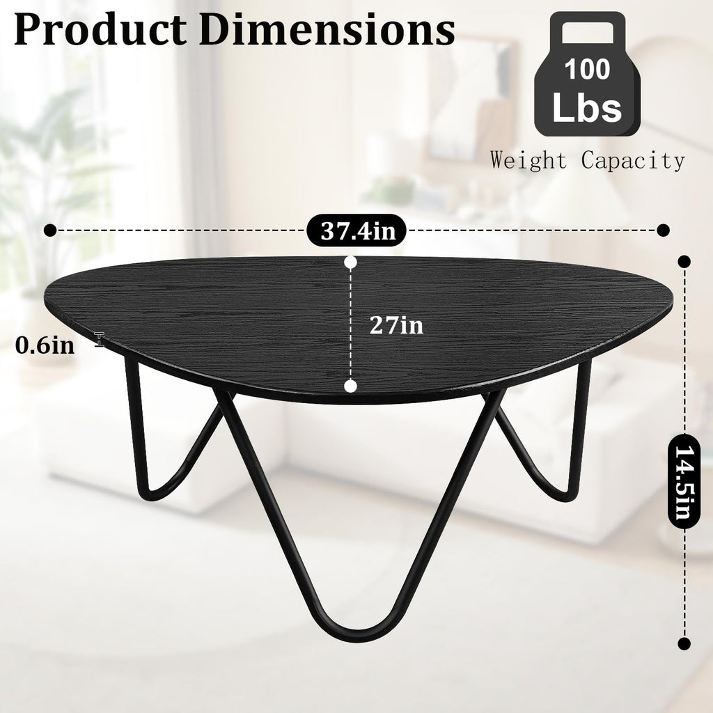 Black Wood Coffee Table with Metal Base V10161