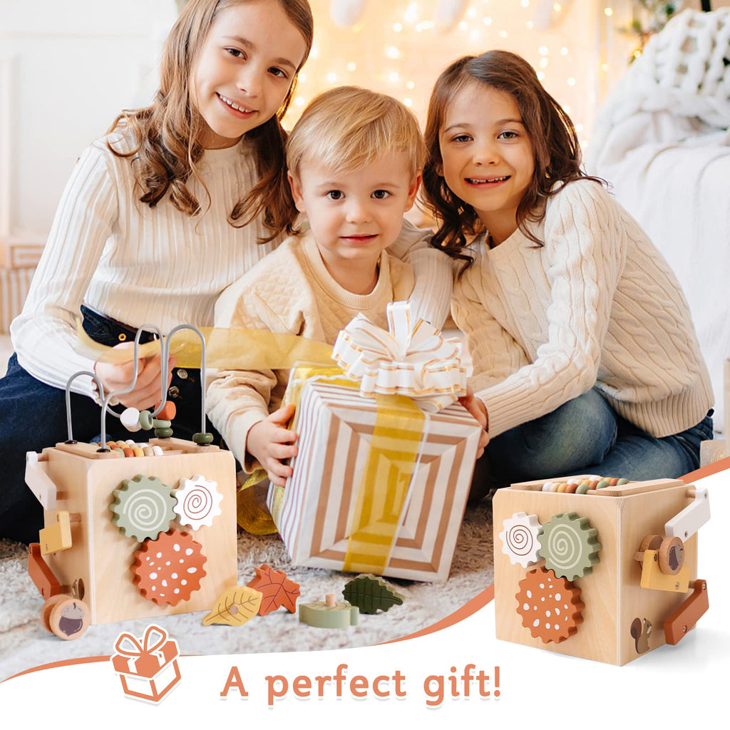 5 in 1 Wooden Activity Cube Bead Maze Shape Sorter C638580