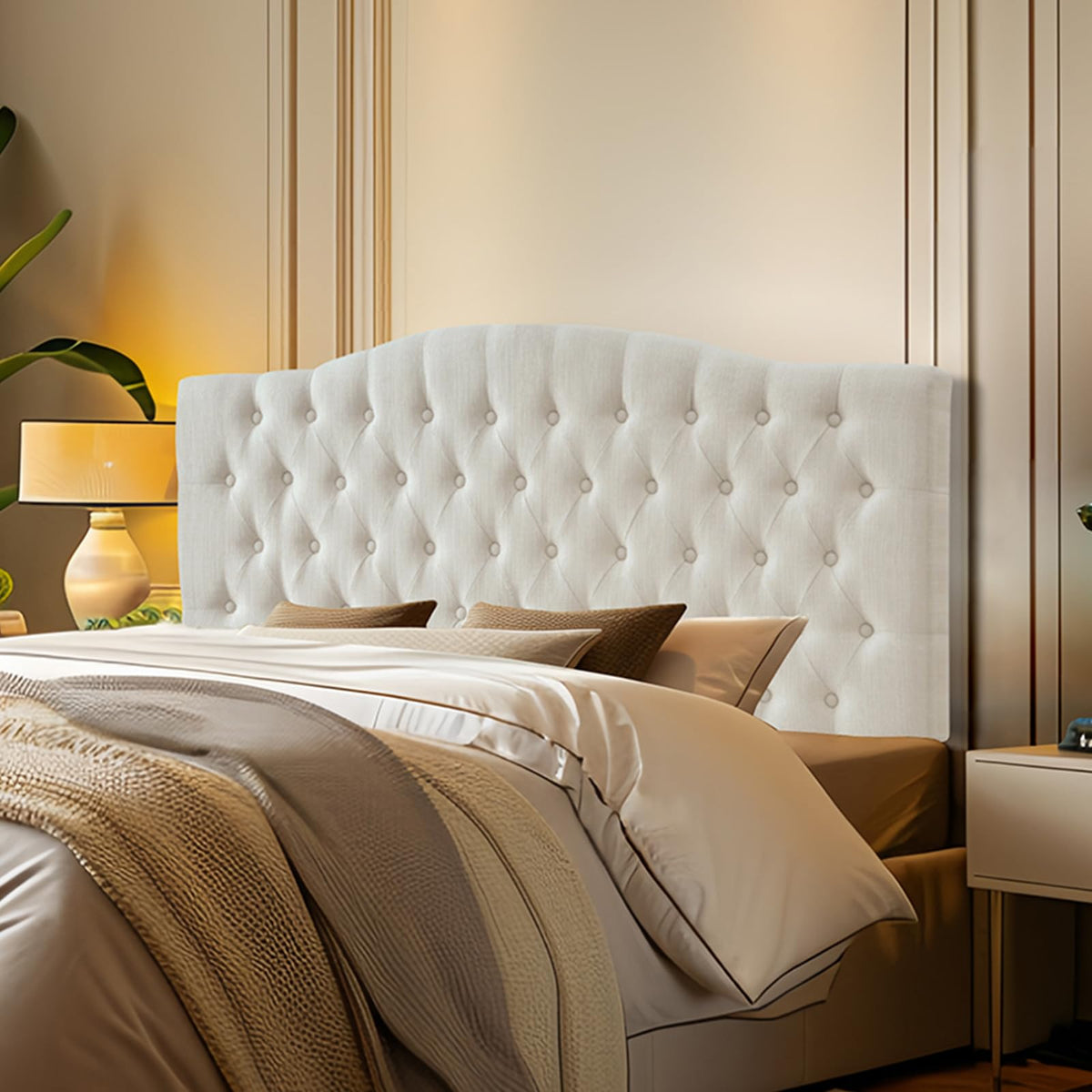 Linen Queen Size Upholstered Headboard B366