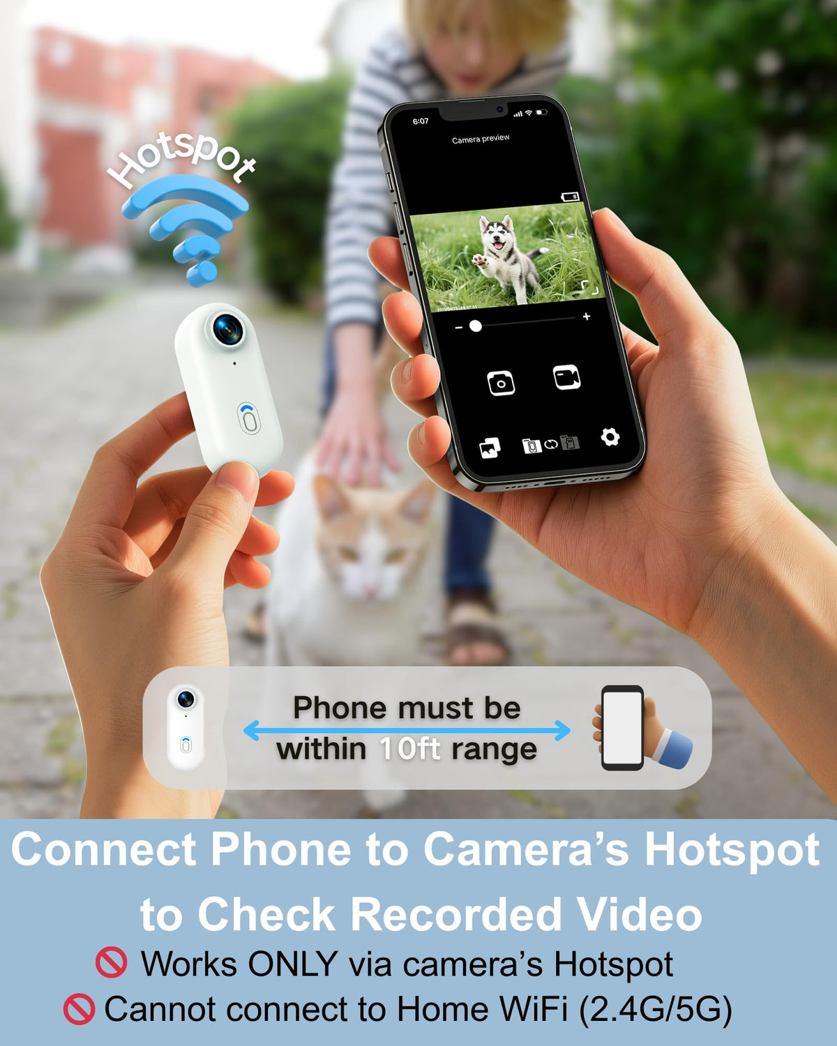 Cat Camera Collar with APP, 1080P HD Pet POV Video Recording F97389