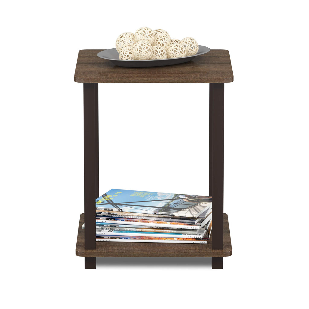 Set of 2 End Table Walnut Brown O908090