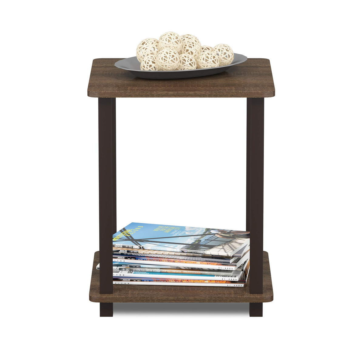 Set of 2 End Table Walnut Brown O908090