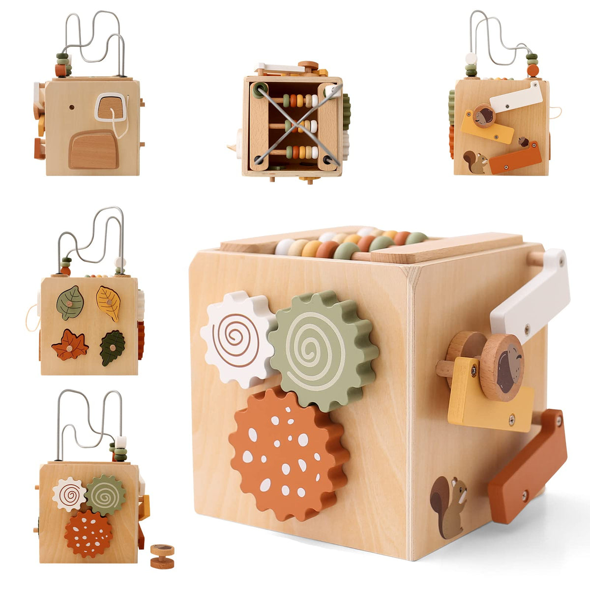 5 in 1 Wooden Activity Cube Bead Maze Shape Sorter C638580