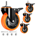 4 inch Threaded Stem Caster Wheels Set of 4 Heavy Duty Dual Locking Q750901