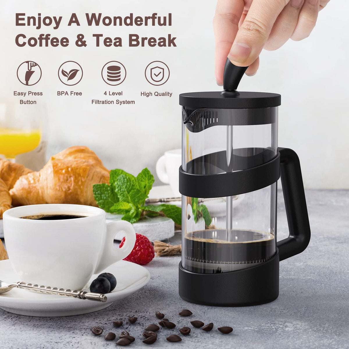 34 oz Glass French Press Coffee Maker M868602