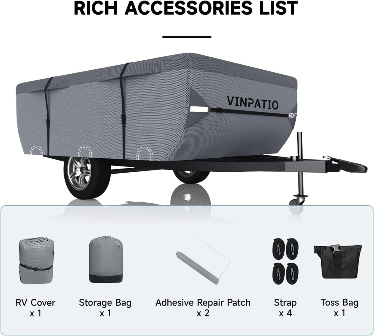 Waterproof Anti-UV Pop Up Camper Cover Fits 14'-16' Trailers A3134