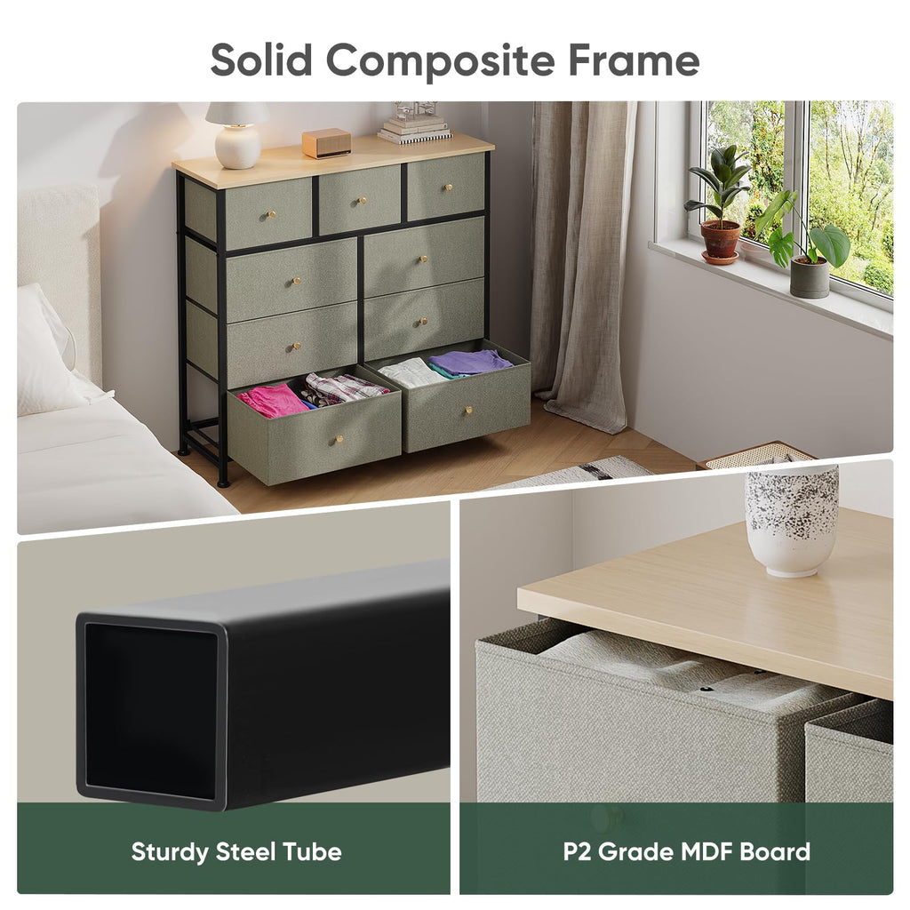 Fabric 9 Drawers Dresser M63534