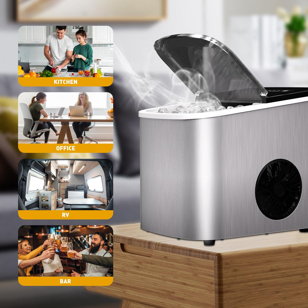 Countertop Ice Maker 38lbs Per Day 9 Ice Cubes in 3.5 Minutes Self-Cleaning Portable Ice Machine 2 Bullet Sizes P928243